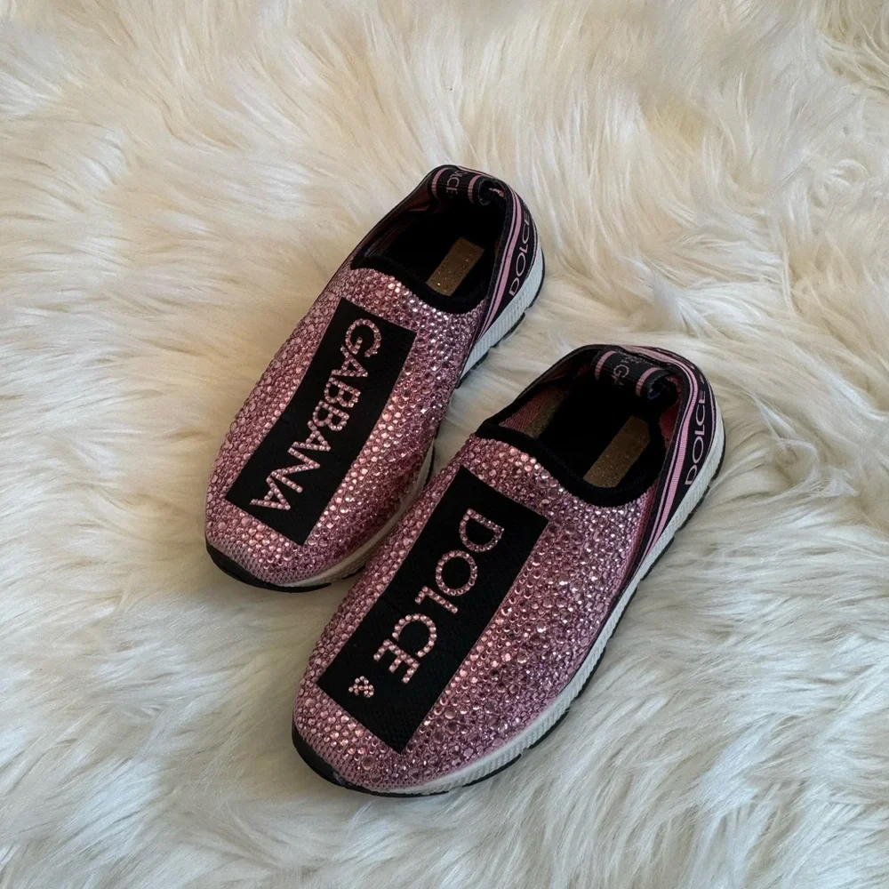 Dolce & Gabbana Kids Pink rhinestone sneakers